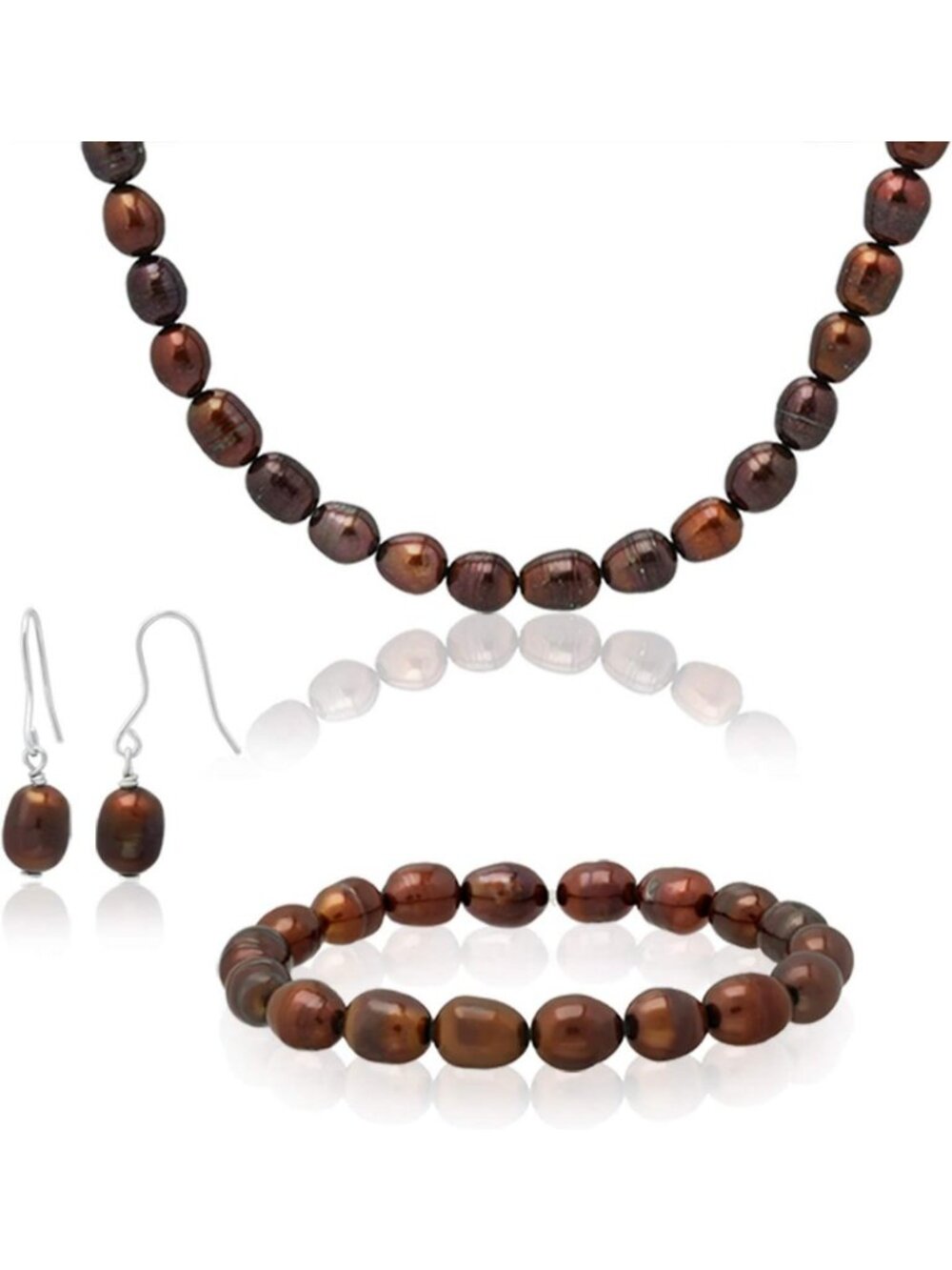 Elegant 925 Sterling Silver Freshwater Pearl Jewelry Set: Necklace, Bracelet